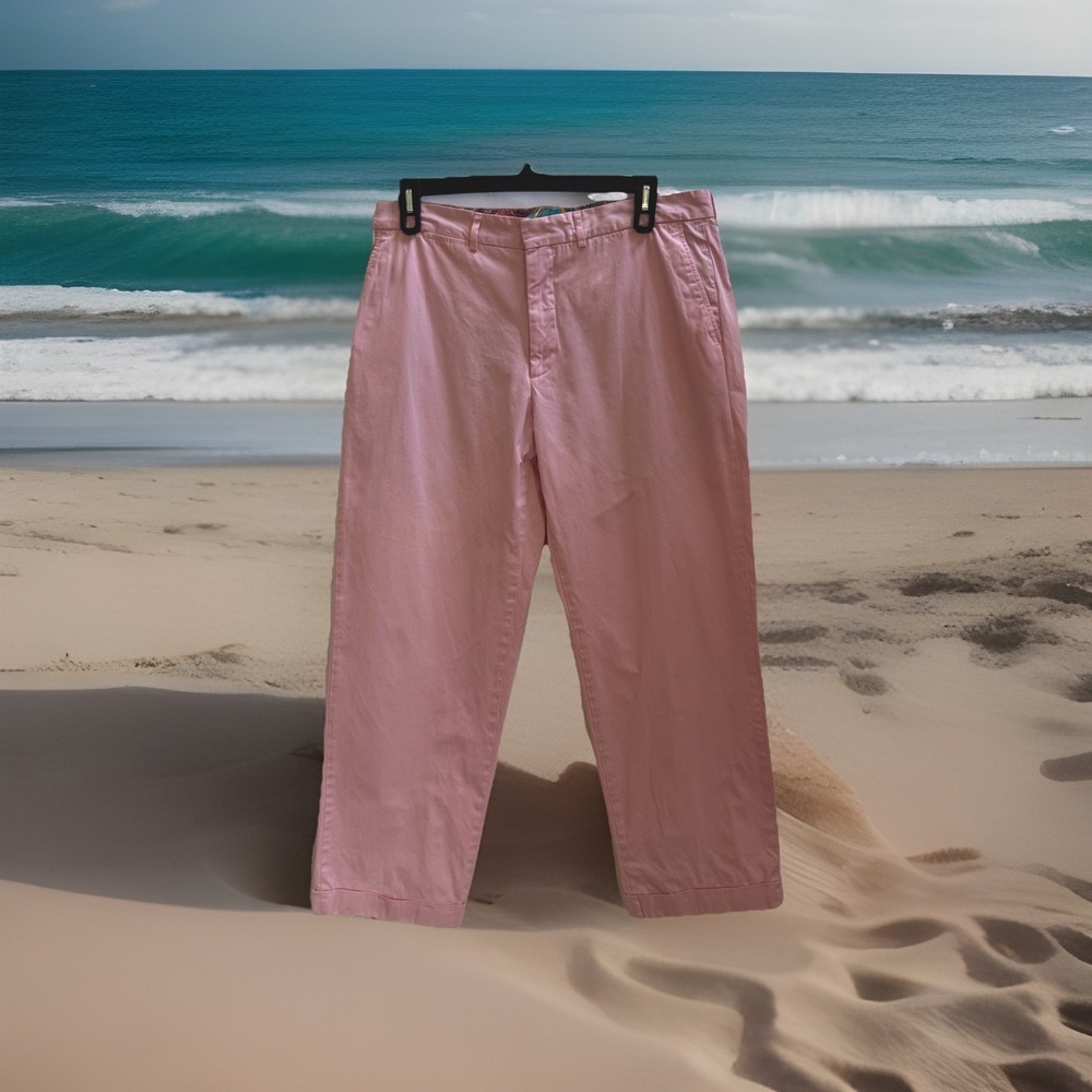 LILLY PULITZER VIA PALM BEACH PINK MENS COTTON CASUAL ADDISON PANTS SZ 36